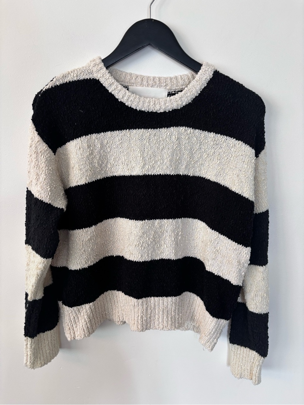 Pink Martini Striped Crewneck Sweater Black and Cream sz Small